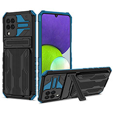 Custodia Silicone e Plastica Opaca Cover con Supporto YF1 per Samsung Galaxy A22 4G Blu