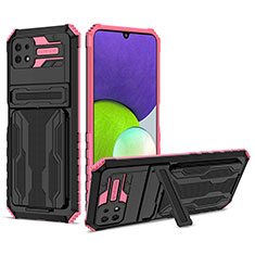 Custodia Silicone e Plastica Opaca Cover con Supporto YF1 per Samsung Galaxy A22s 5G Rosa