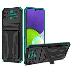 Custodia Silicone e Plastica Opaca Cover con Supporto YF1 per Samsung Galaxy A22s 5G Verde