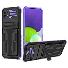 Custodia Silicone e Plastica Opaca Cover con Supporto YF1 per Samsung Galaxy A22s 5G Viola