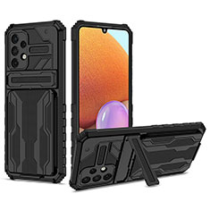 Custodia Silicone e Plastica Opaca Cover con Supporto YF1 per Samsung Galaxy A32 4G Nero