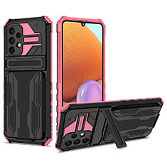 Custodia Silicone e Plastica Opaca Cover con Supporto YF1 per Samsung Galaxy A32 4G Rosa