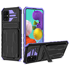 Custodia Silicone e Plastica Opaca Cover con Supporto YF1 per Samsung Galaxy A51 4G Viola