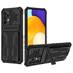 Custodia Silicone e Plastica Opaca Cover con Supporto YF1 per Samsung Galaxy A52 4G Nero