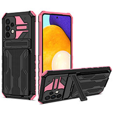 Custodia Silicone e Plastica Opaca Cover con Supporto YF1 per Samsung Galaxy A52 4G Rosa