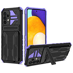 Custodia Silicone e Plastica Opaca Cover con Supporto YF1 per Samsung Galaxy A52 4G Viola