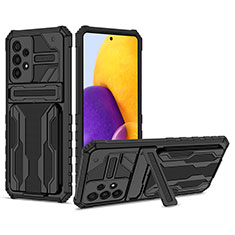 Custodia Silicone e Plastica Opaca Cover con Supporto YF1 per Samsung Galaxy A73 5G Nero