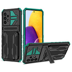 Custodia Silicone e Plastica Opaca Cover con Supporto YF1 per Samsung Galaxy A73 5G Verde