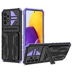 Custodia Silicone e Plastica Opaca Cover con Supporto YF1 per Samsung Galaxy A73 5G Viola