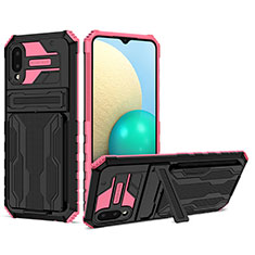 Custodia Silicone e Plastica Opaca Cover con Supporto YF1 per Samsung Galaxy M02 Rosa