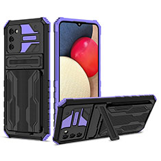 Custodia Silicone e Plastica Opaca Cover con Supporto YF1 per Samsung Galaxy M02s Viola