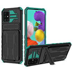 Custodia Silicone e Plastica Opaca Cover con Supporto YF1 per Samsung Galaxy M40S Verde