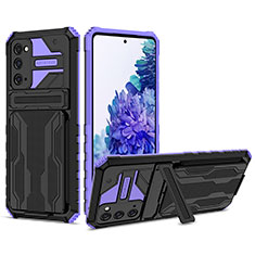 Custodia Silicone e Plastica Opaca Cover con Supporto YF1 per Samsung Galaxy S20 FE (2022) 5G Viola