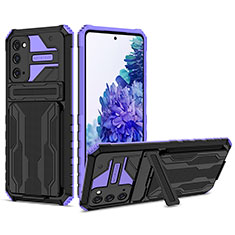 Custodia Silicone e Plastica Opaca Cover con Supporto YF1 per Samsung Galaxy S20 FE 4G Viola