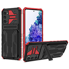 Custodia Silicone e Plastica Opaca Cover con Supporto YF1 per Samsung Galaxy S20 Lite 5G Rosso