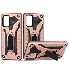 Custodia Silicone e Plastica Opaca Cover con Supporto YF2 per Samsung Galaxy S20 Plus 5G Oro Rosa