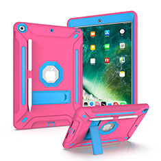 Custodia Silicone e Plastica Opaca Cover con Supporto YJ2 per Apple iPad 10.2 (2021) Rosa Caldo