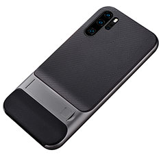 Custodia Silicone e Plastica Opaca Cover con Supporto Z01 per Huawei P30 Pro Grigio