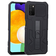 Custodia Silicone e Plastica Opaca Cover con Supporto ZJ1 per Samsung Galaxy A02s Nero