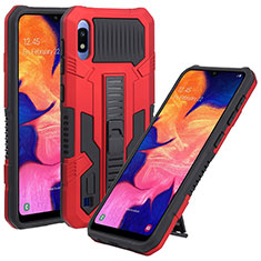 Custodia Silicone e Plastica Opaca Cover con Supporto ZJ1 per Samsung Galaxy A10 Rosso