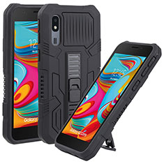 Custodia Silicone e Plastica Opaca Cover con Supporto ZJ1 per Samsung Galaxy A2 Core A260F A260G Nero