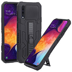 Custodia Silicone e Plastica Opaca Cover con Supporto ZJ1 per Samsung Galaxy A30S Nero