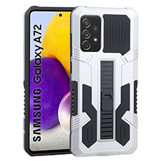 Custodia Silicone e Plastica Opaca Cover con Supporto ZJ1 per Samsung Galaxy A72 4G Bianco
