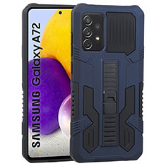 Custodia Silicone e Plastica Opaca Cover con Supporto ZJ1 per Samsung Galaxy A72 4G Blu