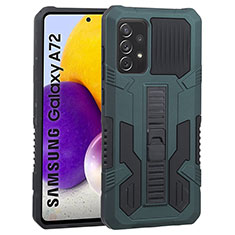 Custodia Silicone e Plastica Opaca Cover con Supporto ZJ1 per Samsung Galaxy A72 4G Verde