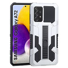 Custodia Silicone e Plastica Opaca Cover con Supporto ZJ1 per Samsung Galaxy A72 5G Bianco