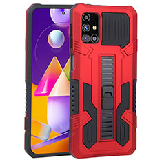 Custodia Silicone e Plastica Opaca Cover con Supporto ZJ1 per Samsung Galaxy M31s Rosso