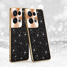 Custodia Silicone e Plastica Opaca Cover Fronte e Retro 360 Gradi Bling-Bling GS1 per Oppo Reno8 Pro 5G Nero