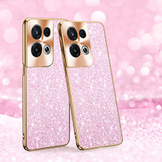 Custodia Silicone e Plastica Opaca Cover Fronte e Retro 360 Gradi Bling-Bling GS1 per Oppo Reno9 Pro+ Plus 5G Rosa