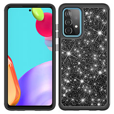 Custodia Silicone e Plastica Opaca Cover Fronte e Retro 360 Gradi Bling-Bling JX1 per Samsung Galaxy A52 4G Nero