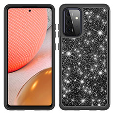 Custodia Silicone e Plastica Opaca Cover Fronte e Retro 360 Gradi Bling-Bling JX1 per Samsung Galaxy A72 4G Nero