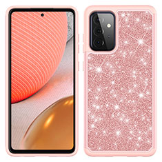 Custodia Silicone e Plastica Opaca Cover Fronte e Retro 360 Gradi Bling-Bling JX1 per Samsung Galaxy A72 5G Oro Rosa