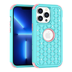 Custodia Silicone e Plastica Opaca Cover Fronte e Retro 360 Gradi Bling-Bling per Apple iPhone 13 Pro Blu