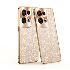 Custodia Silicone e Plastica Opaca Cover Fronte e Retro 360 Gradi Bling-Bling per Oppo Reno8 Pro+ Plus 5G Oro