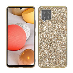 Custodia Silicone e Plastica Opaca Cover Fronte e Retro 360 Gradi Bling-Bling per Samsung Galaxy A42 5G Oro