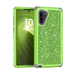 Custodia Silicone e Plastica Opaca Cover Fronte e Retro 360 Gradi Bling-Bling per Samsung Galaxy Note 10 Verde