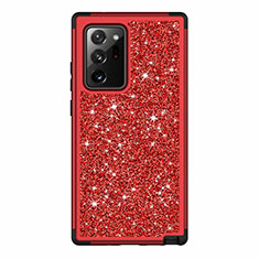 Custodia Silicone e Plastica Opaca Cover Fronte e Retro 360 Gradi Bling-Bling per Samsung Galaxy Note 20 Ultra 5G Rosso