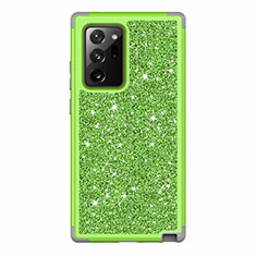 Custodia Silicone e Plastica Opaca Cover Fronte e Retro 360 Gradi Bling-Bling per Samsung Galaxy Note 20 Ultra 5G Verde