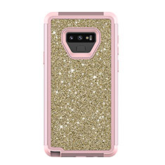 Custodia Silicone e Plastica Opaca Cover Fronte e Retro 360 Gradi Bling-Bling per Samsung Galaxy Note 9 Rosa