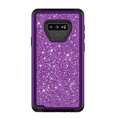 Custodia Silicone e Plastica Opaca Cover Fronte e Retro 360 Gradi Bling-Bling per Samsung Galaxy Note 9 Viola