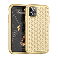 Custodia Silicone e Plastica Opaca Cover Fronte e Retro 360 Gradi Bling-Bling U01 per Apple iPhone 11 Pro Max Oro