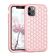 Custodia Silicone e Plastica Opaca Cover Fronte e Retro 360 Gradi Bling-Bling U01 per Apple iPhone 11 Pro Max Oro Rosa