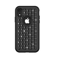 Custodia Silicone e Plastica Opaca Cover Fronte e Retro 360 Gradi Bling-Bling U01 per Apple iPhone XR Nero