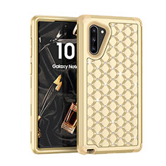 Custodia Silicone e Plastica Opaca Cover Fronte e Retro 360 Gradi Bling-Bling U01 per Samsung Galaxy Note 10 5G Oro