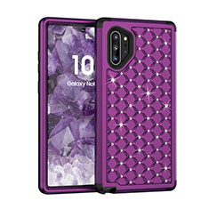 Custodia Silicone e Plastica Opaca Cover Fronte e Retro 360 Gradi Bling-Bling U01 per Samsung Galaxy Note 10 Plus Viola