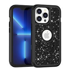 Custodia Silicone e Plastica Opaca Cover Fronte e Retro 360 Gradi Bling-Bling YJ1 per Apple iPhone 13 Pro Nero